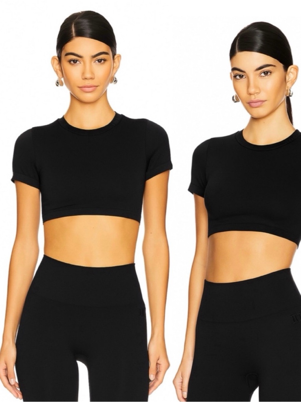 Revolve IVL Collective Seamless T-Shirt Crop Bra Top, Black sz. XS/S
